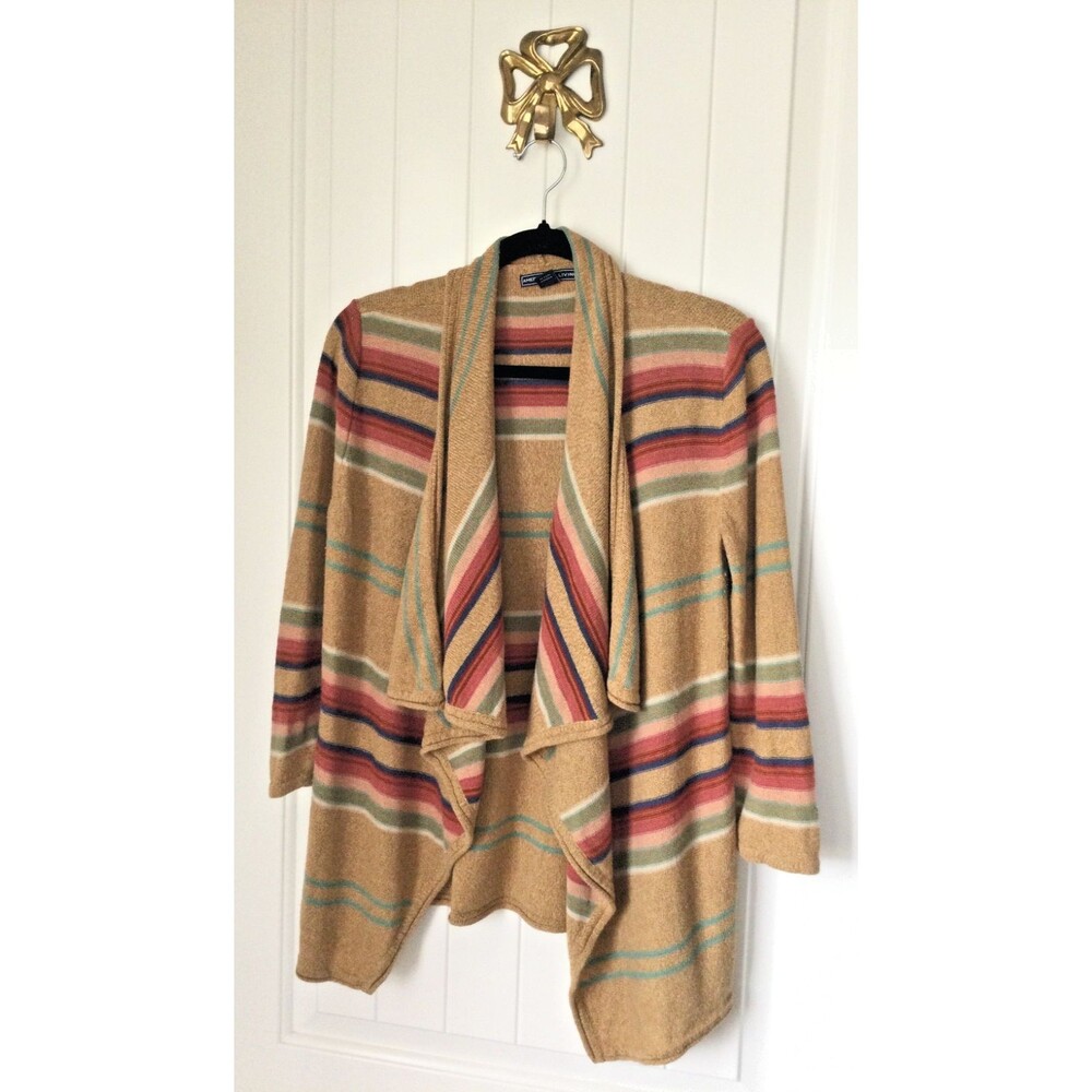 American Living By Ralph Lauren Southwest Medium Striped Open Cardigan Sweater M